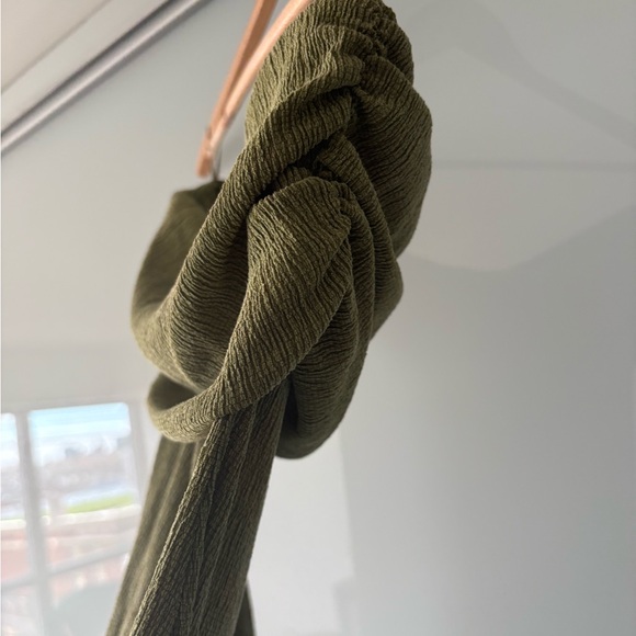 Olive Green Strapless Midi Dress - Picture 3 of 7